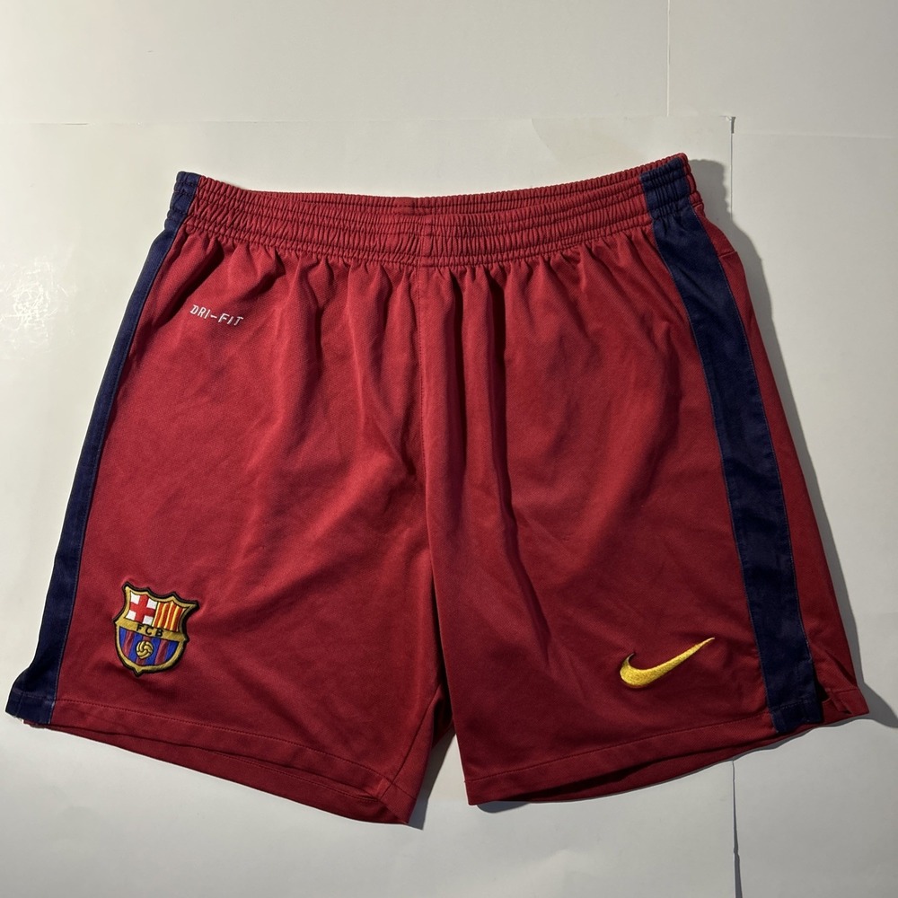 FC Barcelona Nike Dry-fit football Soccer Athletic Shorts Mens Size Small red